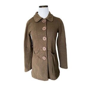 Y2K Sugarfly Longline Jacket Size M Green Oversized Buttons Indie Mall Girl Era